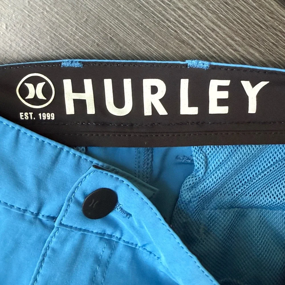 Hurley Men's Hybrid Board Shorts Blue Stretch Performance Size 36 Beach Casual